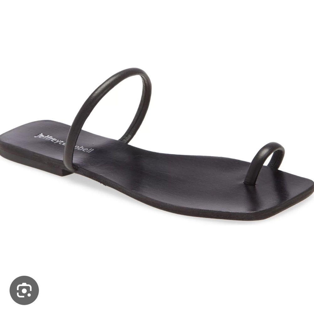 Jeffrey Campbell Darbey Toe Loop Black Leather Sandals